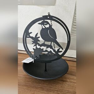 Nwt Black Metal Bird Silhouette Bird Feeder